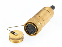 SS28, Plug, Female w/Backshell, F/O Cable, Dust Cap, Brass